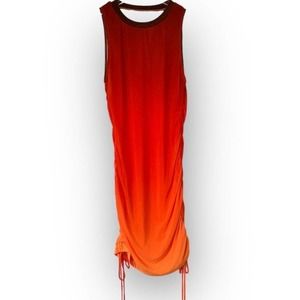 BB Dakota NEW! Size Medium Orange Ombre Sunset Scrunch Tank Bodycon Dress